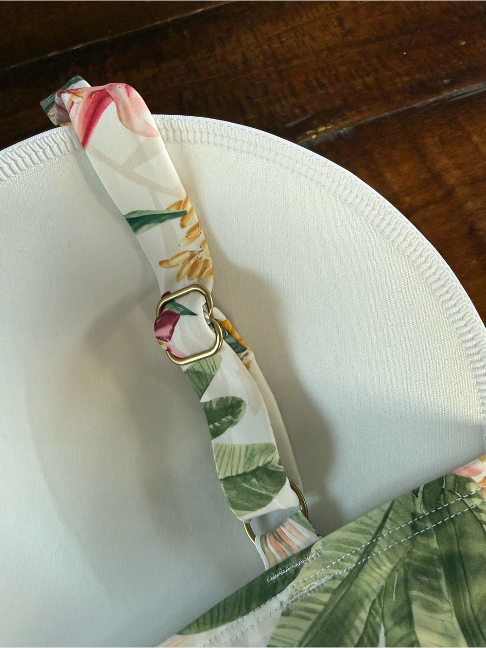 Plus Size Jantzen Floral Swimsuit in White with Green & Pink - Picture 11 of 11